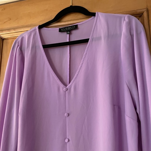 Eloquii Lilac Purple Sheer V-neck Blouse size 14 - Picture 2 of 8